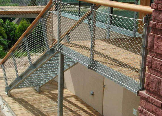 Cuerda de acero inoxidable llena Mesh For Staircase del cable de la barandilla agujero de 50 x de 50m m