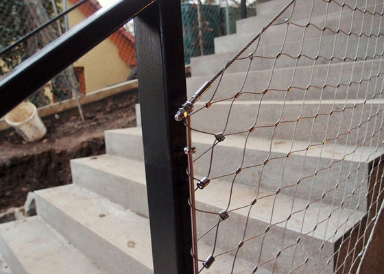 Reja de cable de acero inoxidable con abertura de malla de 80x80mm para la prevención de caídas en SS 304/316 Reja de cable de relleno de balaustrada