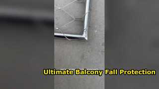 Balcón con red de cuerda de acero inoxidable enmarcada, red de protección contra caídas a gran altura, acero inoxidable modular